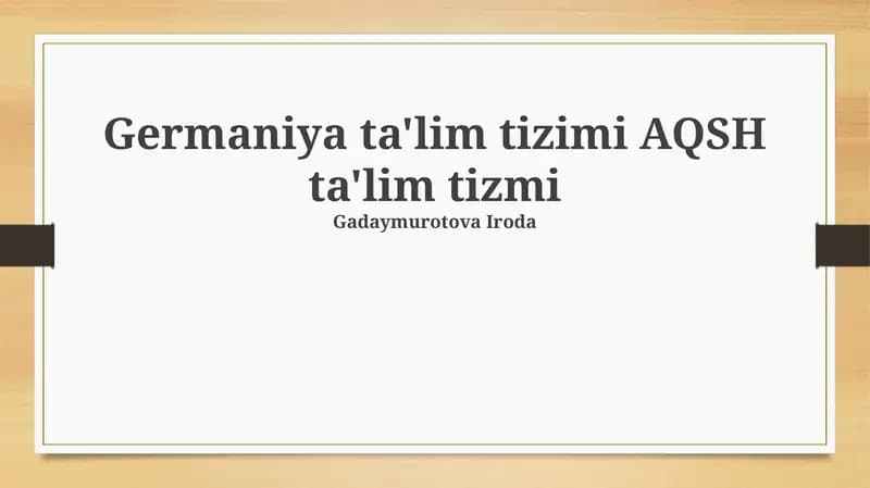 Ta'lim tizimlarining tuzilishi va mazmuni