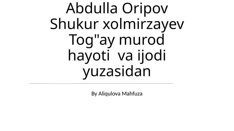 Erkin Vohidov: Hayot va Ijodi