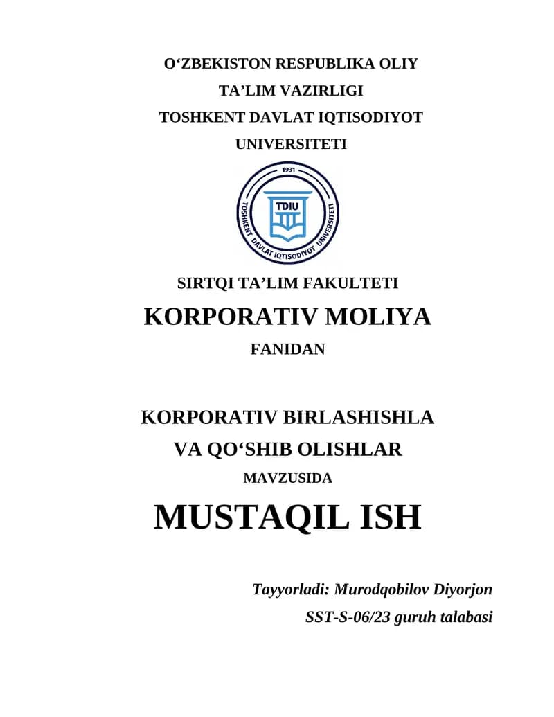 Korporativ birlashishlar va qo'shib olishlar