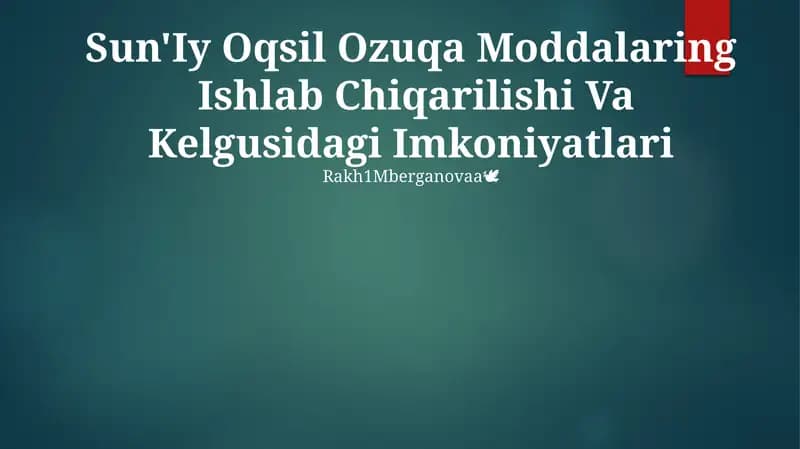 Sun'iy Oqsil Ozuqa Moddalari