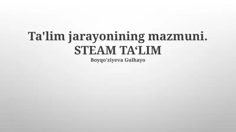 STEAM TA‘LIM