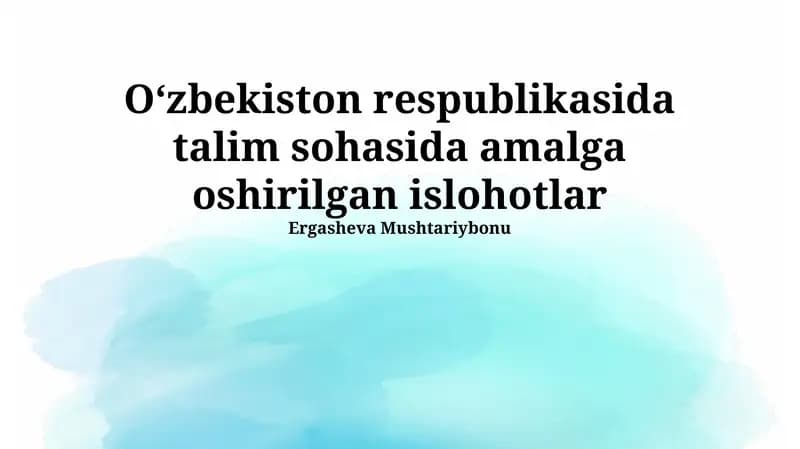 Oliy taʼlim tizimining islohotlari