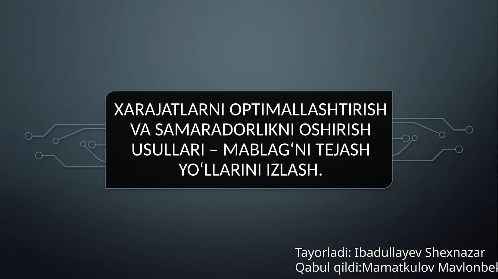 Xarajatlarni optimallashtirish va samaradorlikni oshirish usullari