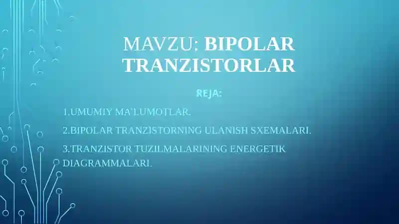 BIPOLAR TRANZISTORLAR