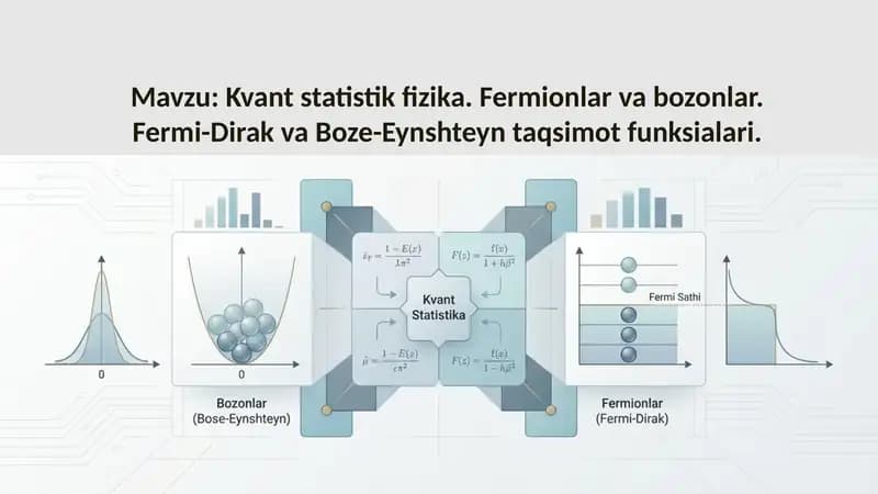 Kvant statistik fizika. Fermionlar va bozonlar. Fermi-Dirak va Boze-Eynshteyn taqsimot funksialari.