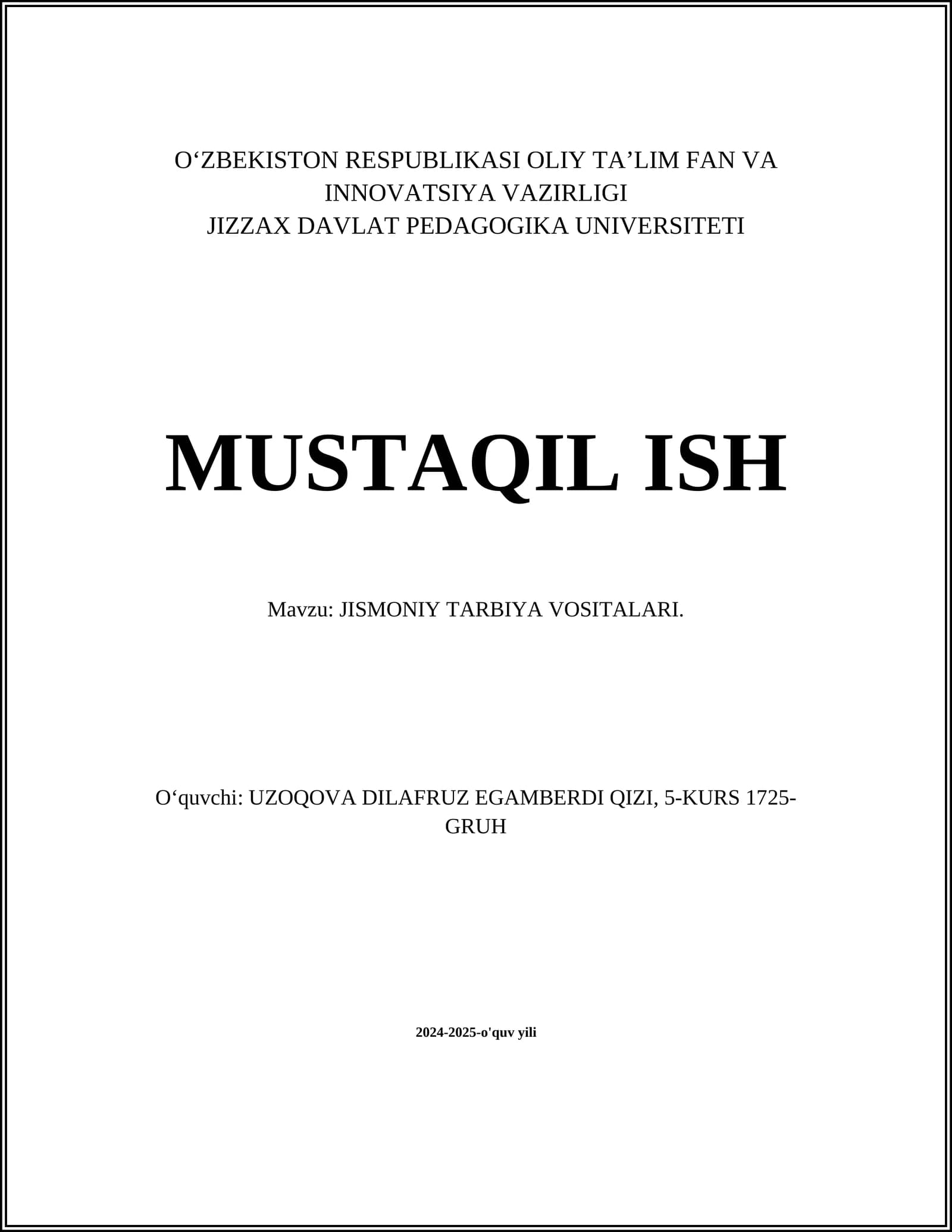 JISMONIY TARBIYA VOSITALARI