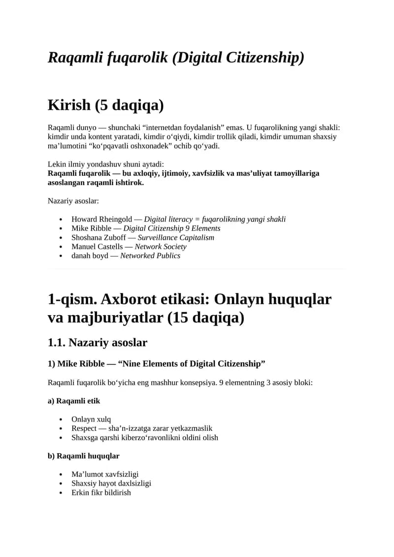 Raqamli fuqarolik (Digital Citizenship)