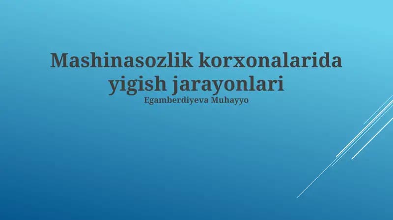 Yig'ish jarayonlarini rejalashtirish va boshqarish
