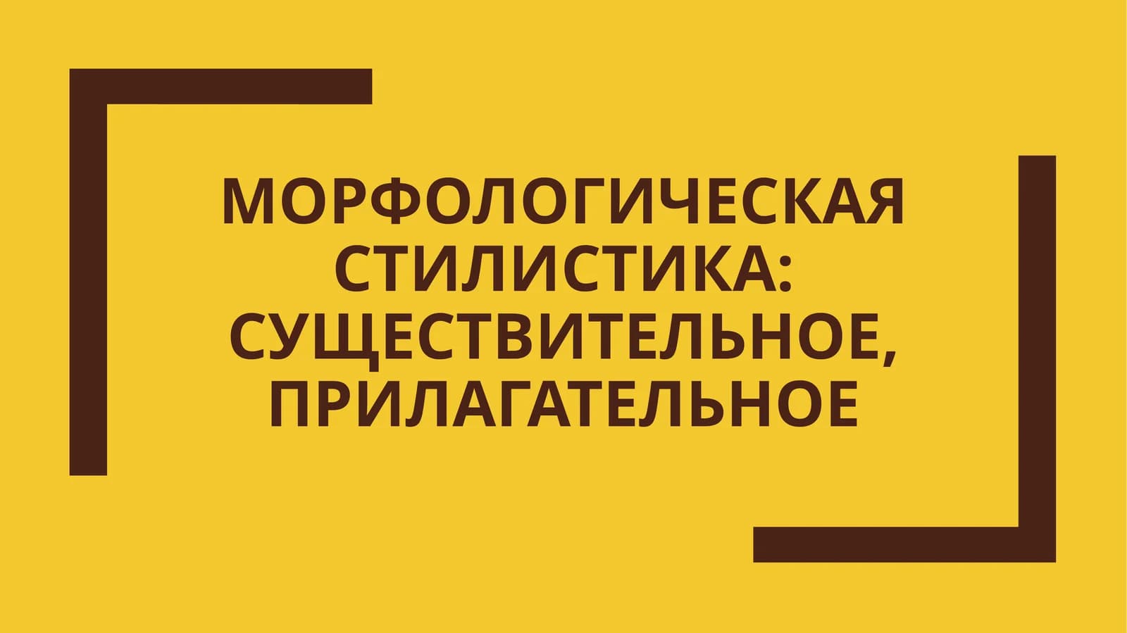 Морфологическая стилистика: существительное, прилагательное