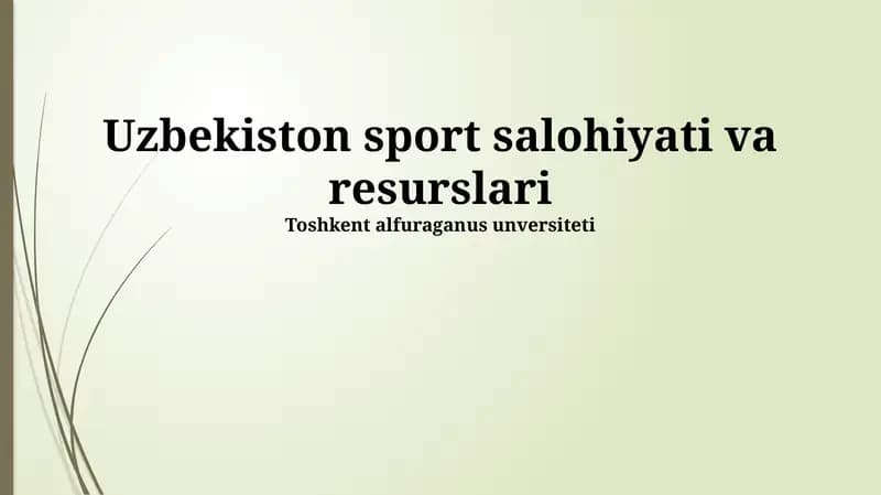 O'zbekiston sport salohiyati va resurslari