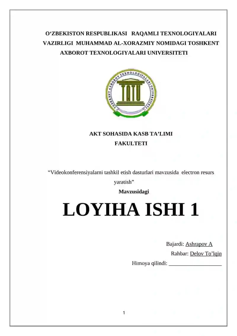 Videokonferensiyalarni tashkil etish dasturlari mavzusida electron resurs yaratish