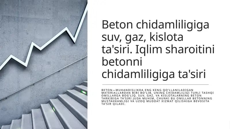 Beton chidamliligiga suv, gaz, kislota ta'siri. Iqlim sharoitini betonni chidamliligiga ta'siri