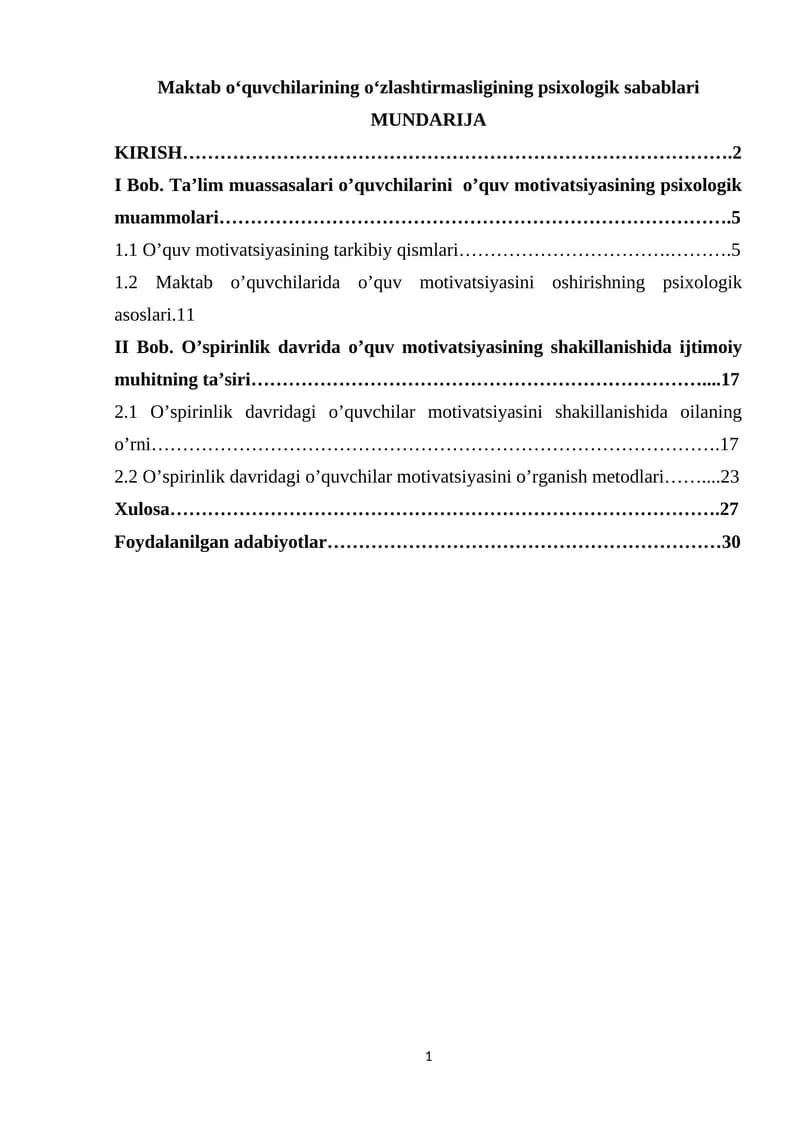 Maktab o'quvchilarining o'zlashtirmasligining psixologik sabablari