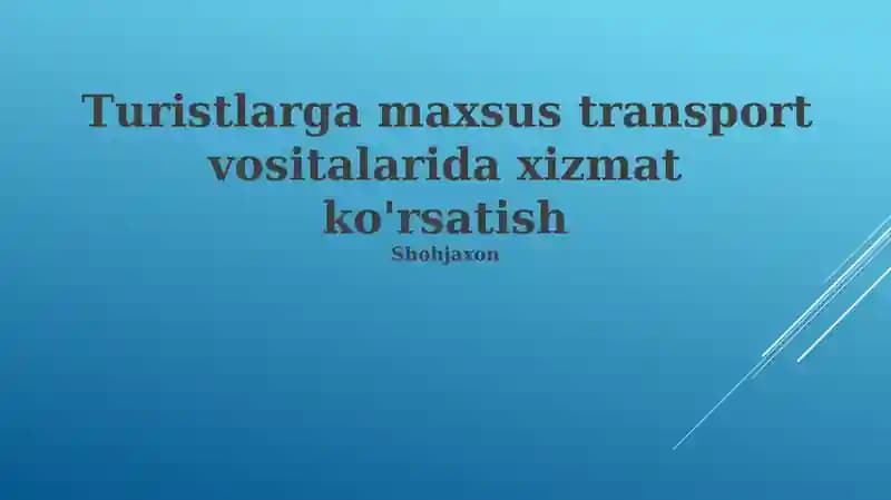 Maxsus transport vositalarida turistlarga xizmat ko'rsatish