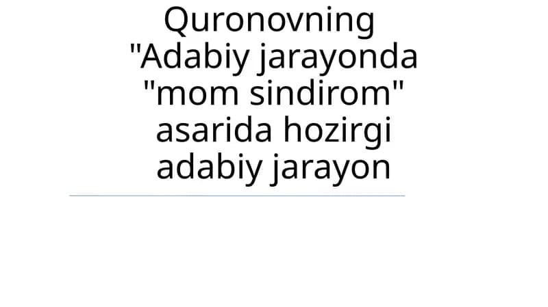 Ona Sindromi Tahlili