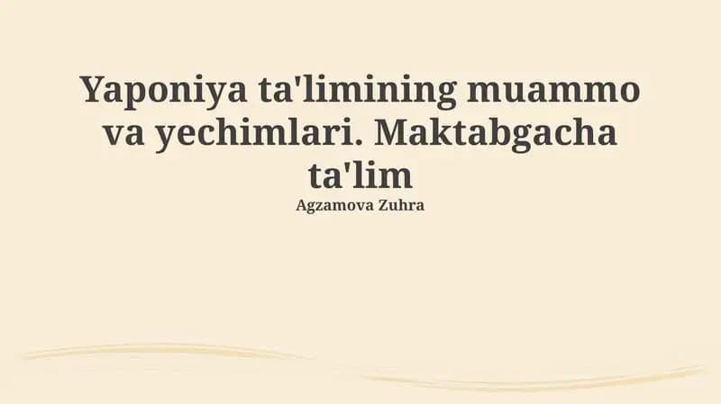 Yaponiya ta'limining muammo va yechimlari