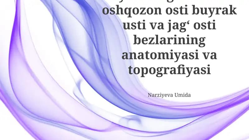 Hayvon organizimida oshqozon osti buyrak usti va jag' osti bezlarining anatomiyasi va topografiyasi