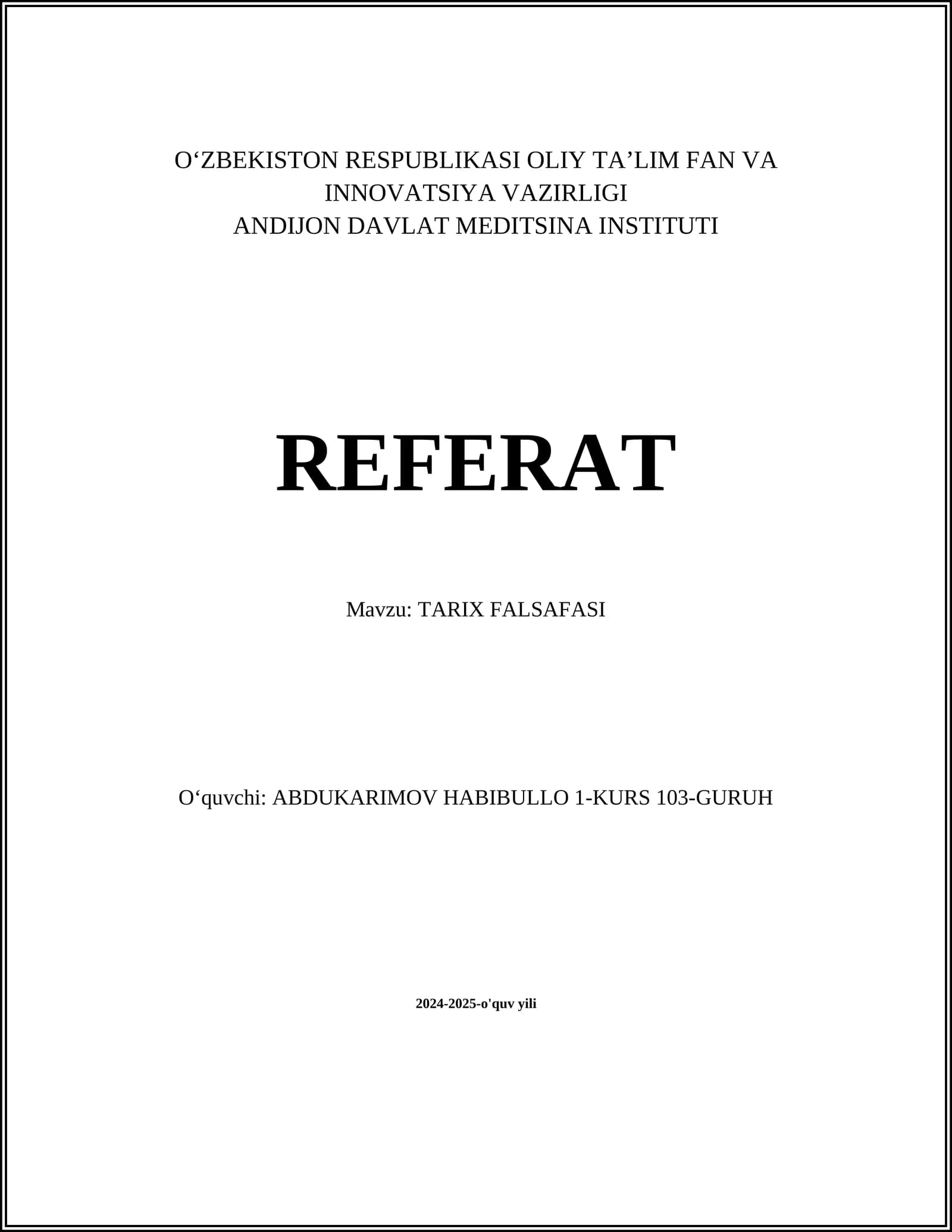 TARIX FALSAFASI