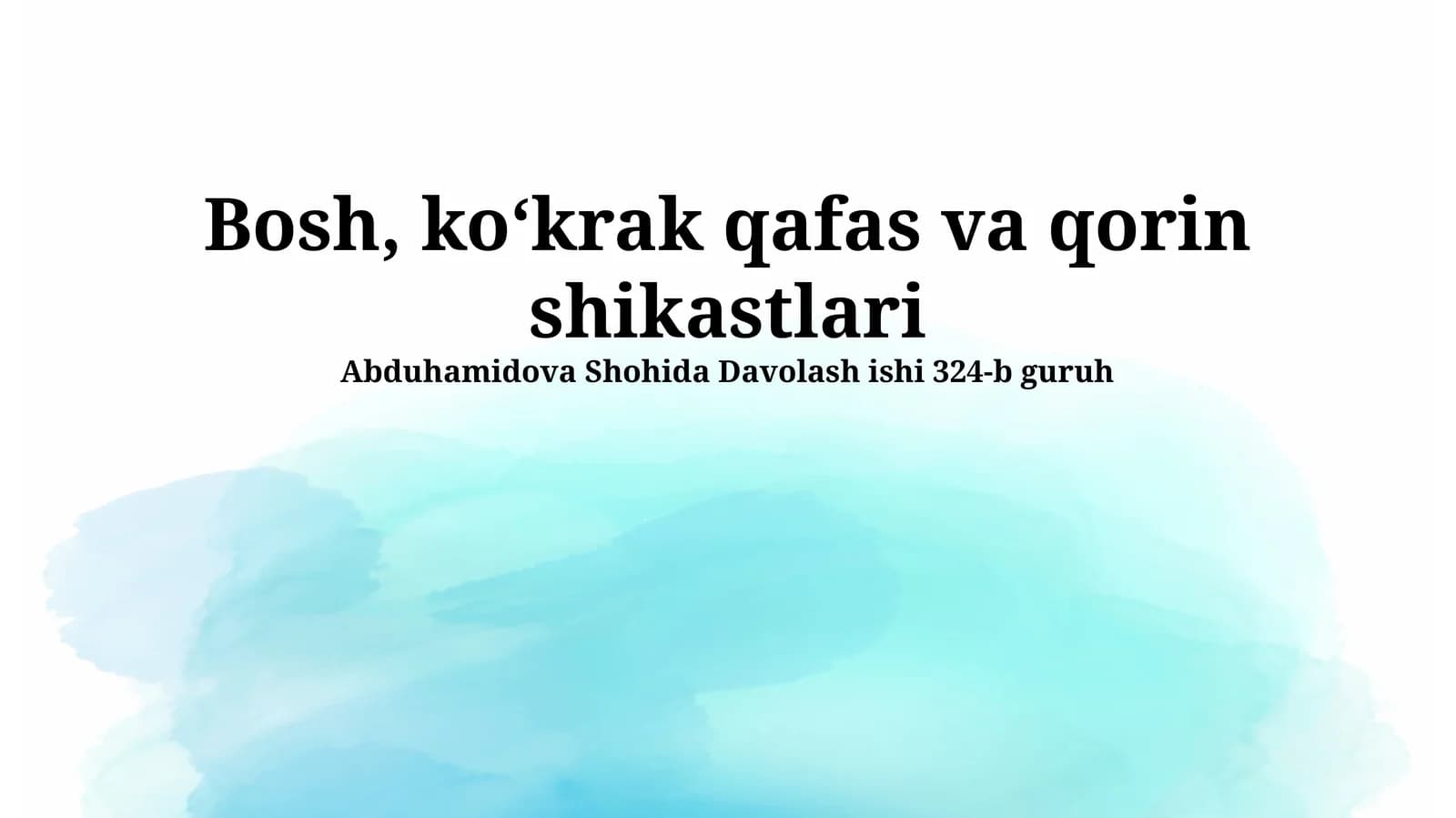Bosh, koʻkrak qafas va qorin shikastlari