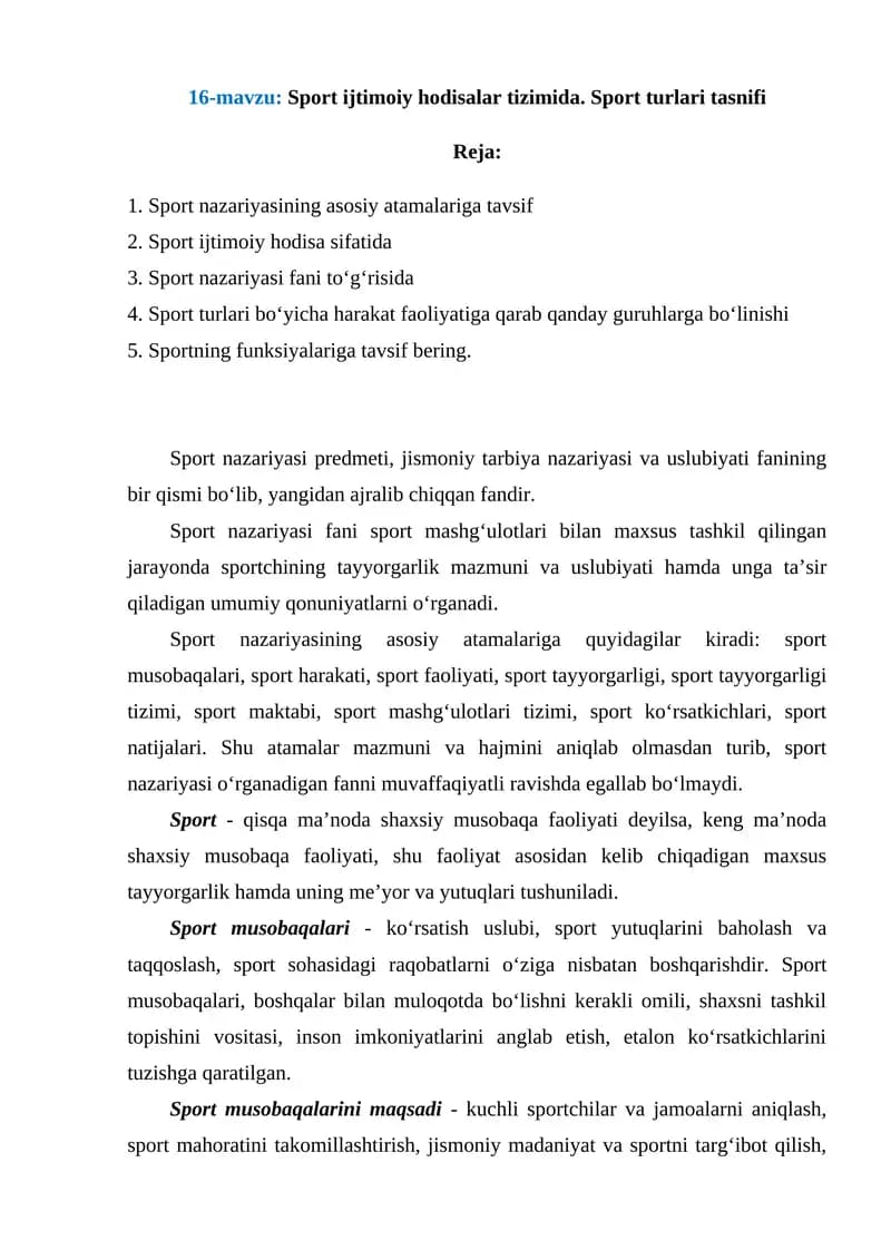 Sport Nazariyasi