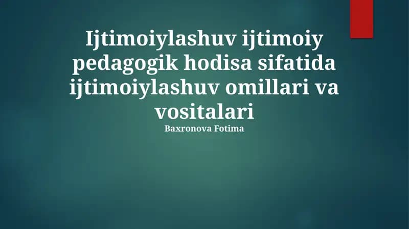 Ijtimoiylashuv Omillari