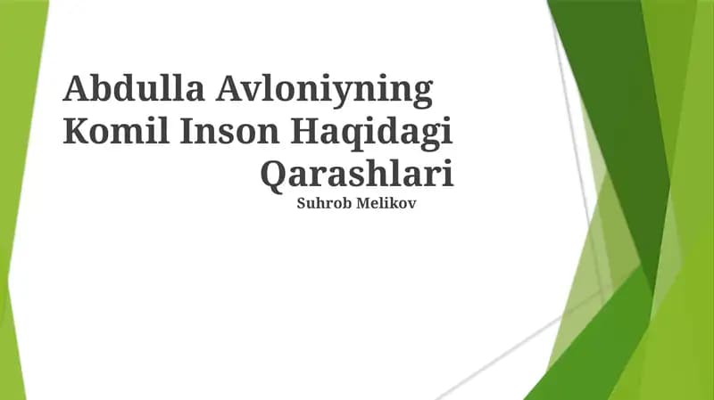 Komil Inson Haqidagi Qarashlari