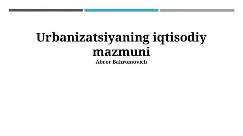 Urbanizatsiyaning iqtisodiy mazmuni