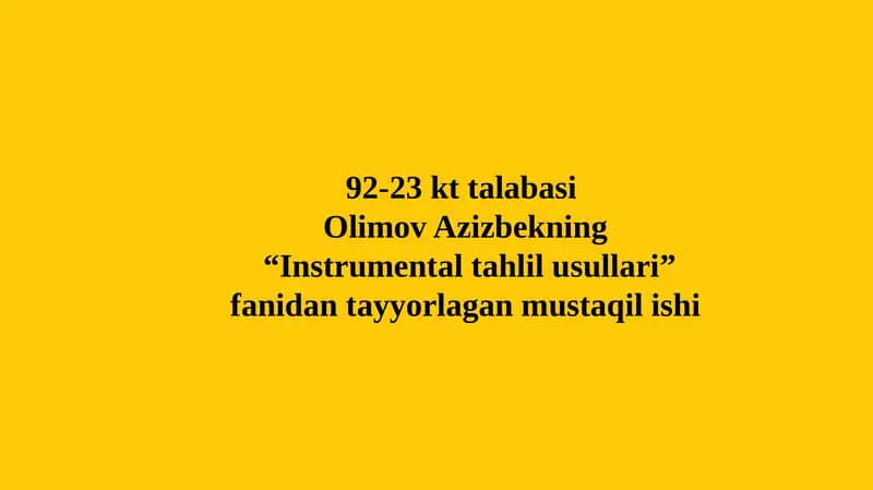 Fotometrik o'lchov usullari.