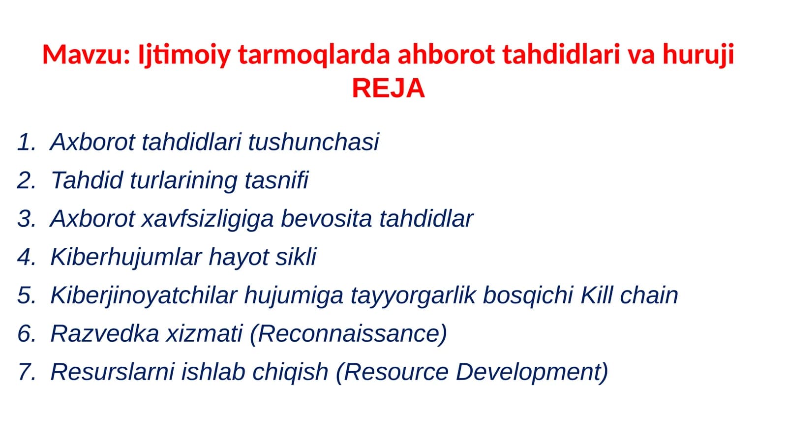 Axborot tahdidlari tushunchasi