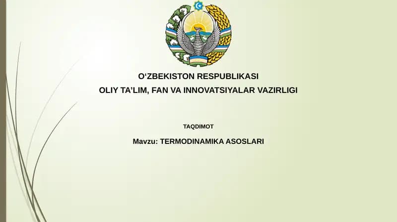 TERMODINAMIKA ASOSLARI
