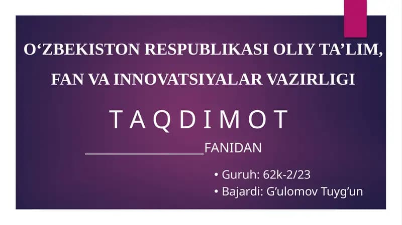 O’zbekiston-Tashqiiqtisodiyaloqalari