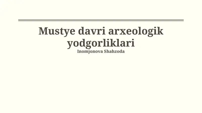 Mustye davri arxeologik yodgorliklari
