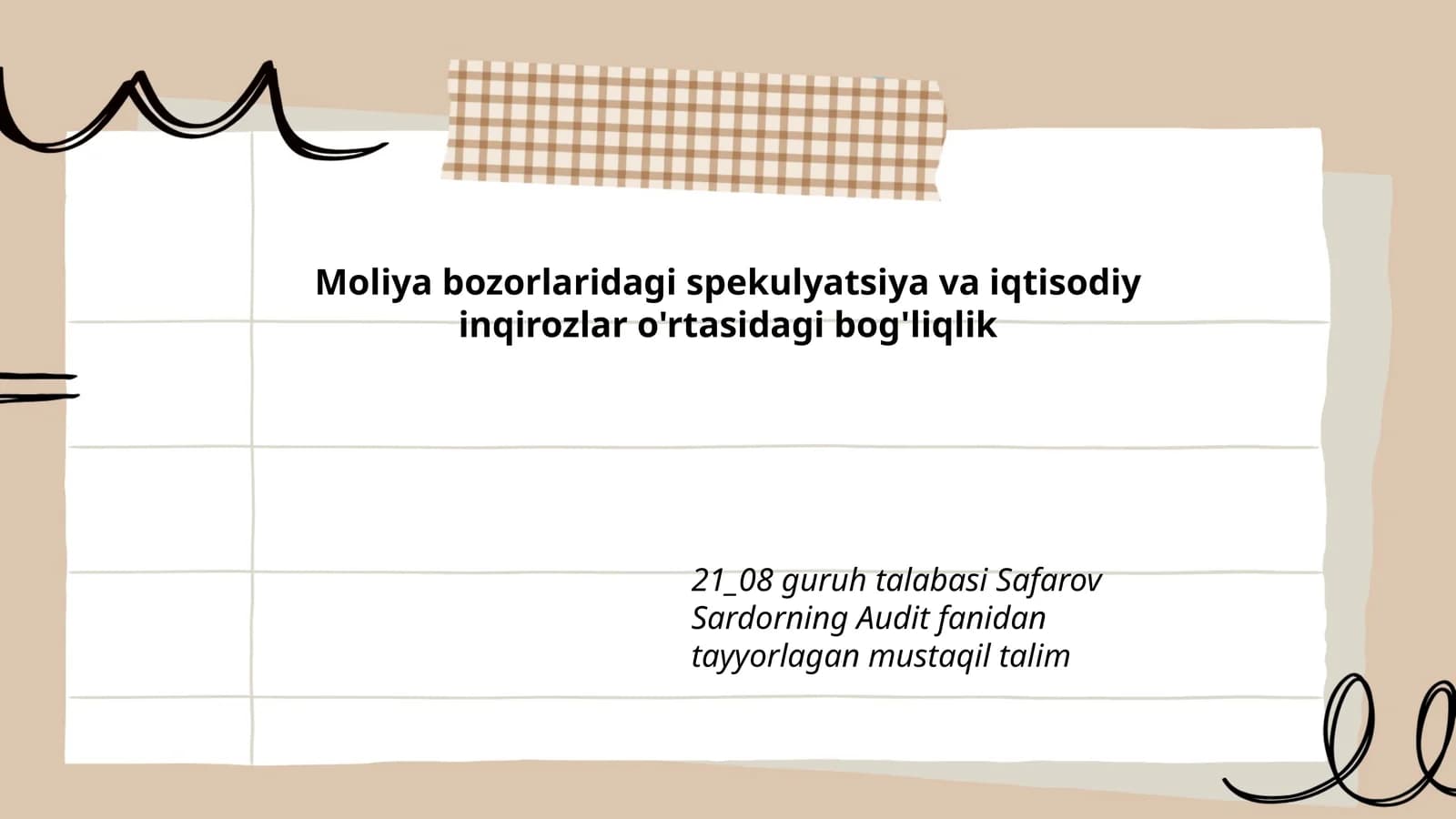 Moliya bozorlarida spekulyatsiya tushunchasi