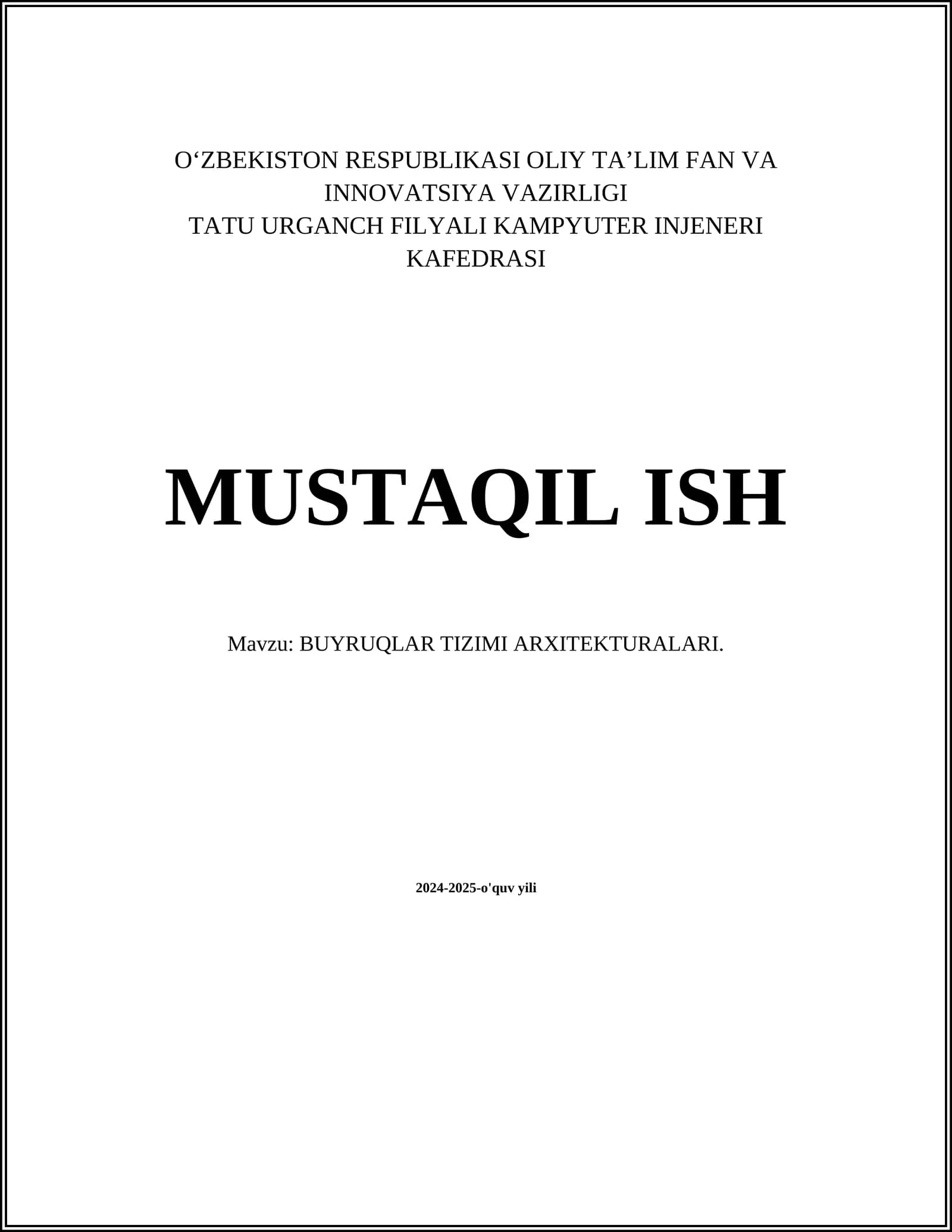 BUYRUQLAR TIZIMI ARXITEKTURALARI