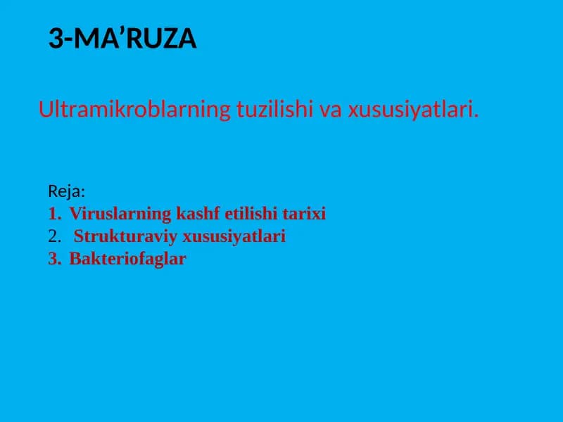 Ultramikroblarning tuzilishi va xususiyatlari