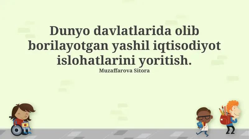 Yevropa Ittifoqining yashil iqtisodiyotga o'tish rejasi