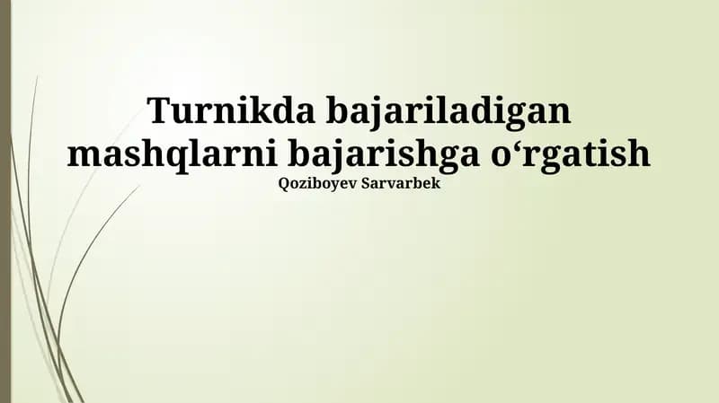 Murakkab Mashqlar va Ularni O'zlashtirish