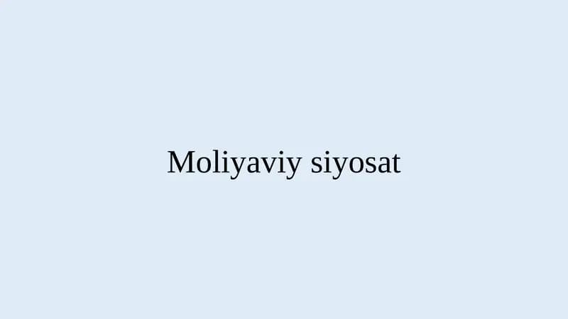 Moliyaviy siyosat