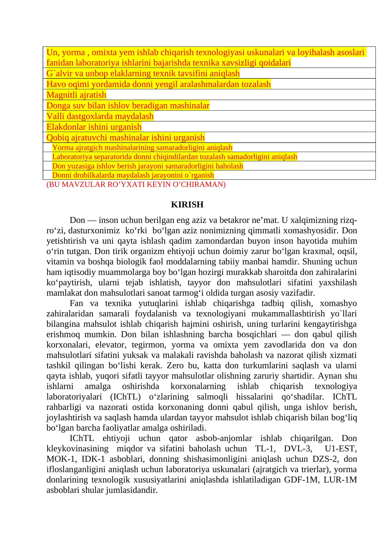 Yorma, omixta yem ishlab chiqarish texnologiyasi