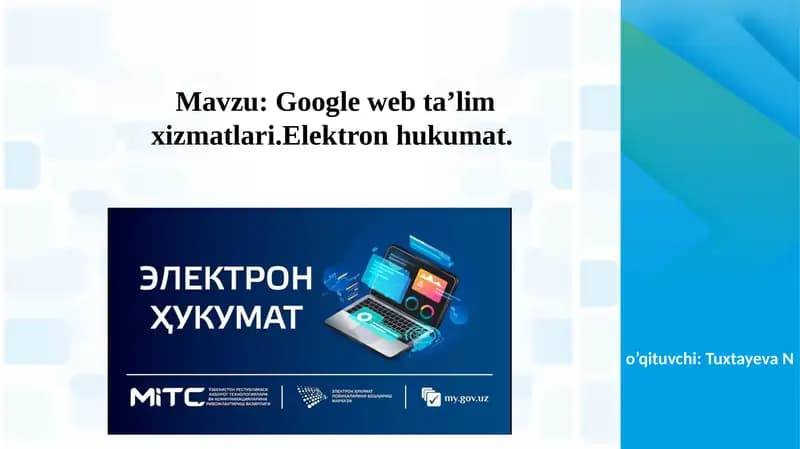 Google webta’limxizmatlari.Elektronhukumat