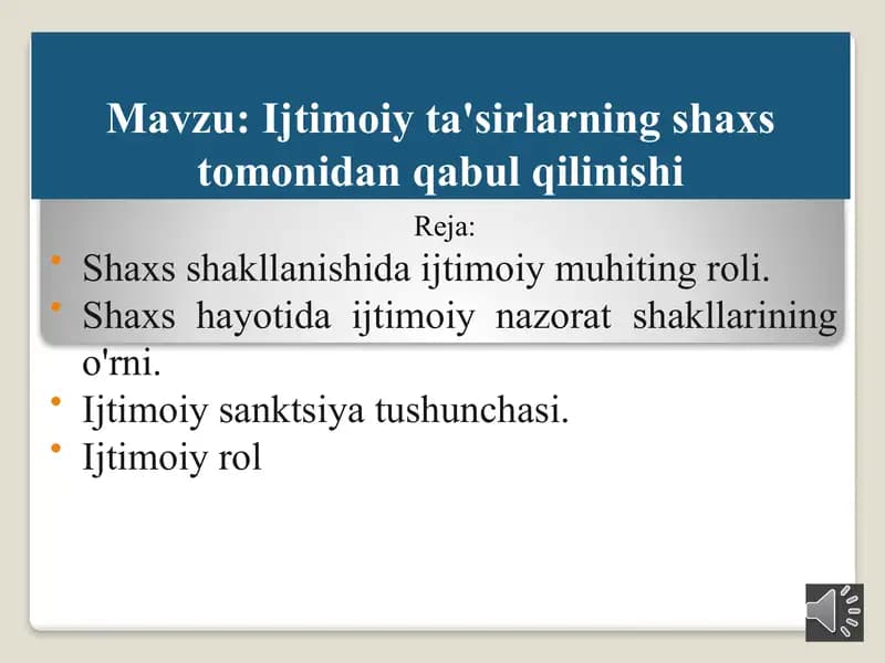 Ijtimoiy ta'sirlarning shaxs tomonidan qabul qilinishi