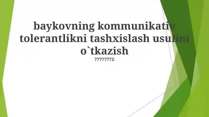 Baykovning kommunikativ tolerantlikni tashxislash usuli