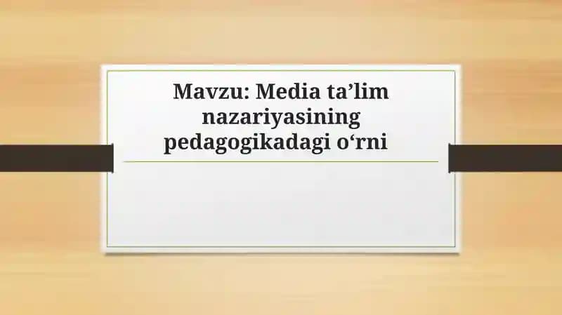 Media ta’lim nazariyasining pedagogikadagi o‘rni