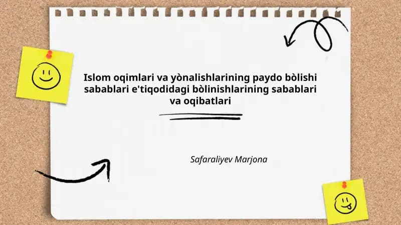 Islom oqimlari va yònalishlarining paydo bòlishi sabablari e'tiqodidagi bòlinishlarining sabablari va oqibatlari