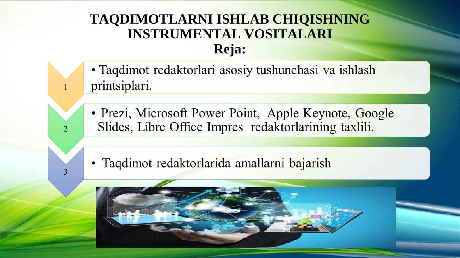 TAQDIMOTLARNI ISHLAB CHIQISHNING INSTRUMЕNTAL VOSITALARI