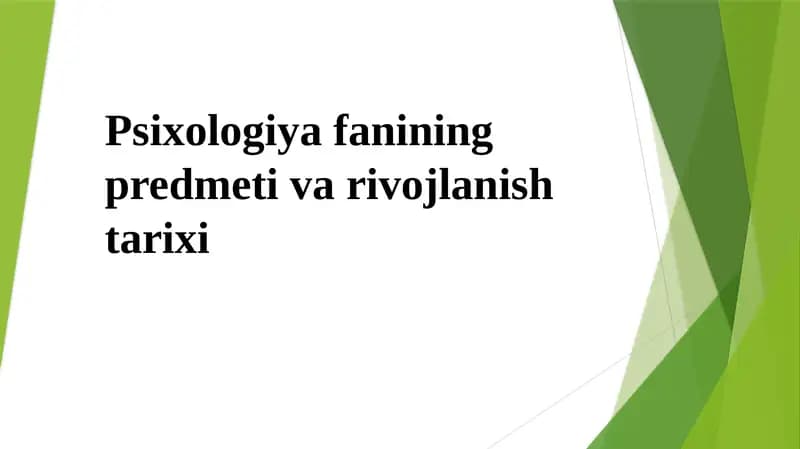 Psiхоlоgiyaning prеdmеti va rivojlanish tarixi