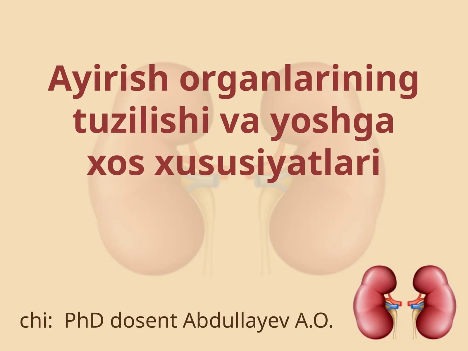 Ayirish organlarining tuzilishi va yoshga xos xususiyatlari