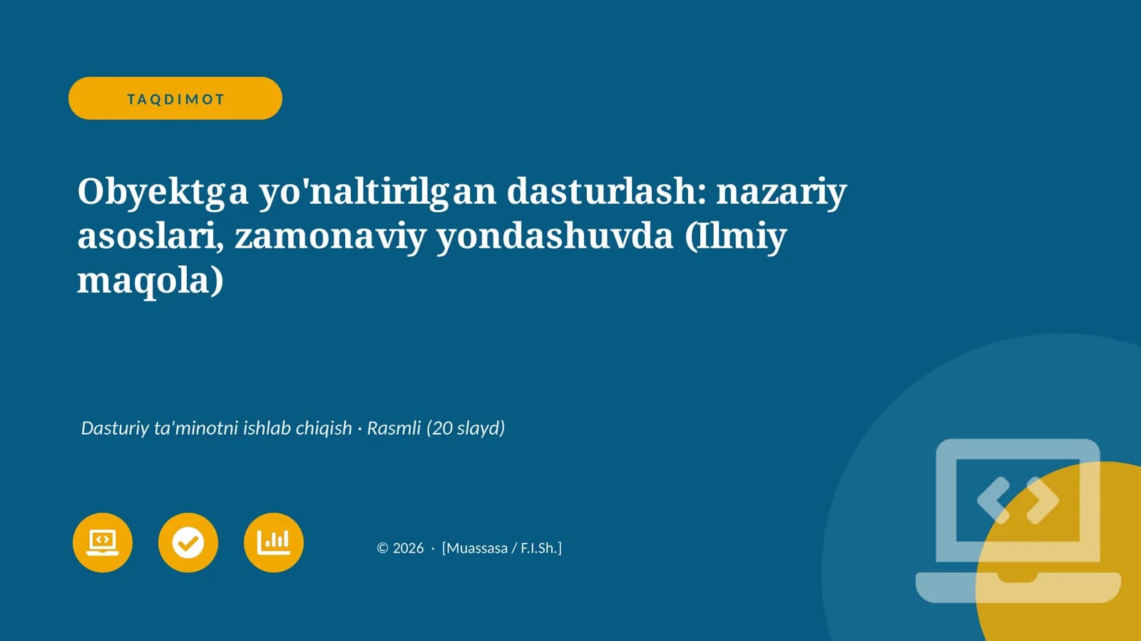 Obyektga yo'naltirilgan dasturlash: nazariy asoslari, zamonaviy yondashuvda (Ilmiy maqola)
