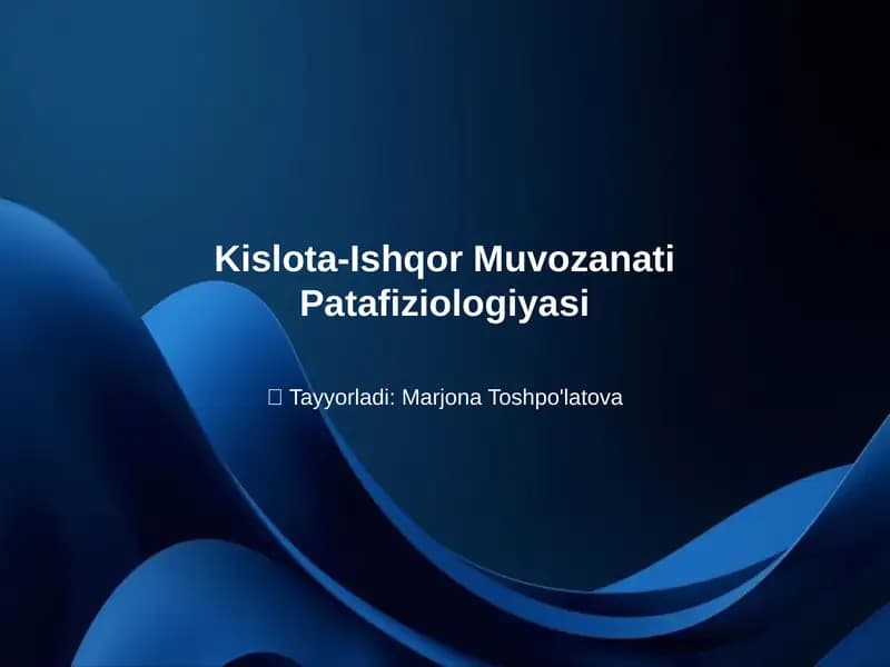 Kislota-Ishqor Muvozanati Patafiziologiyasi