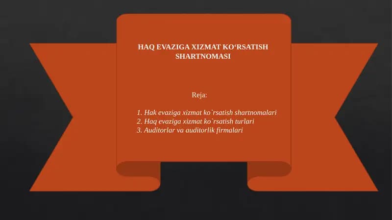 Haq evaziga xizmat ko‘rsatish shartnomasi